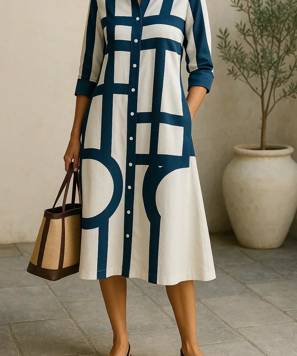 Axis - Shirt Dress with Geometric Print