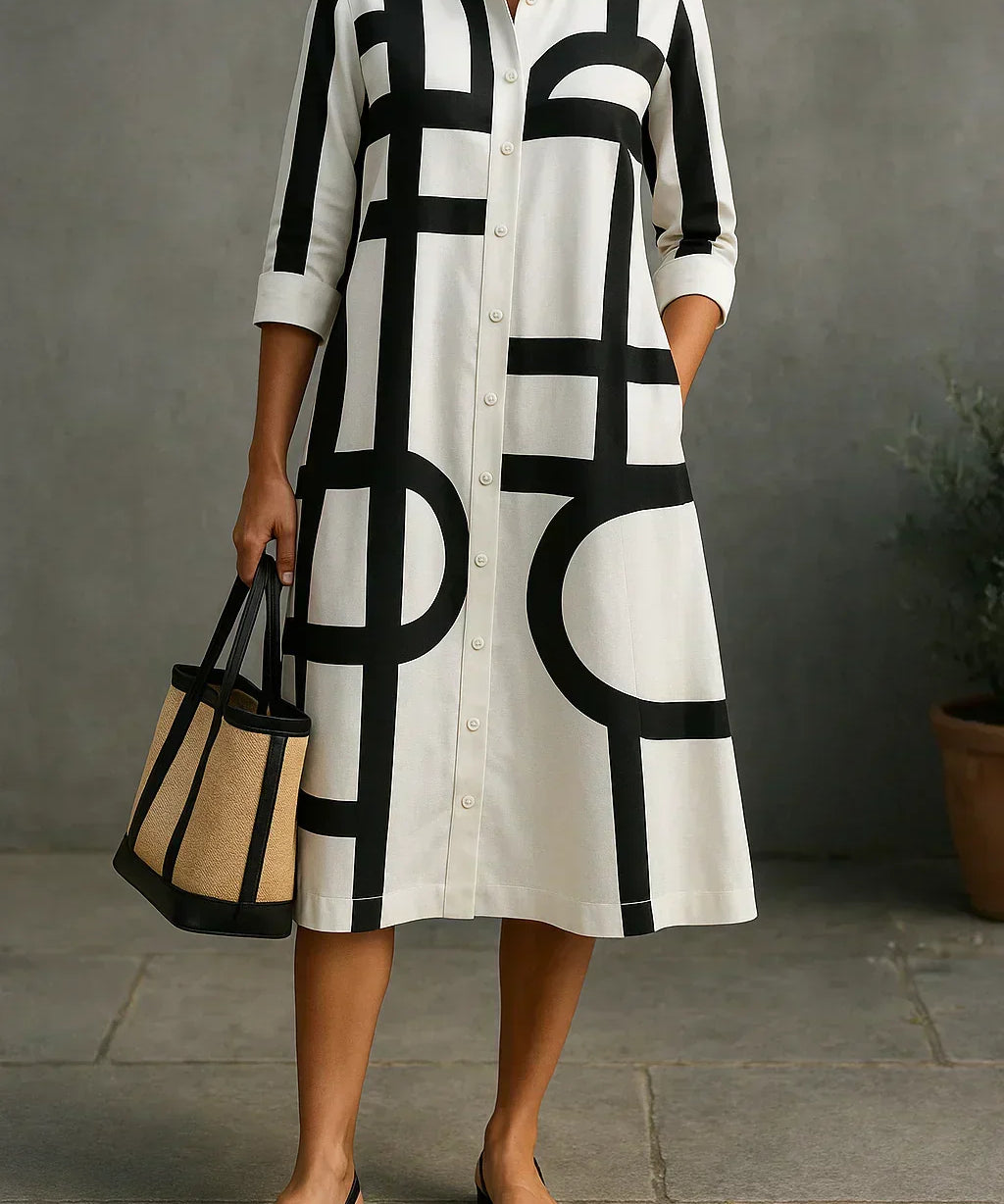 Axis - Shirt Dress with Geometric Print