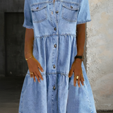 Sophia - Casual Elegant Denim Dress