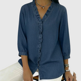 Lucía | Laza denim blúz V-nyakkal