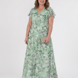 Ismeria™ | Vestido maxi de chifón con estampado floral