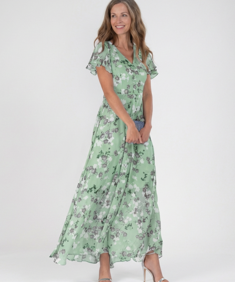 Ismeria | Virágmintás Chiffon Maxi Ruha
