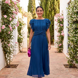 Seraphina | Elegáns Maxi Ráncolt Ruha Megkötött Derékkal