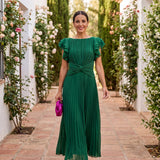 Seraphina | Elegáns Maxi Ráncolt Ruha Megkötött Derékkal