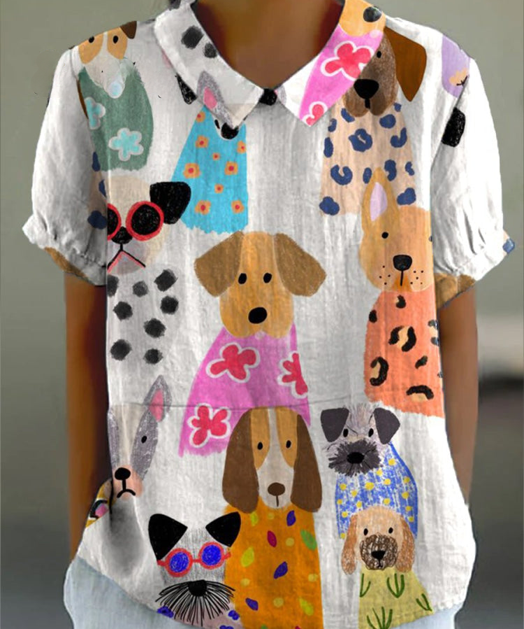 Tina - Dog Print Blouse