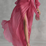 Beatrice | Elegáns Chiffon V-nyakú Kötős Derékú Hosszú Ruha