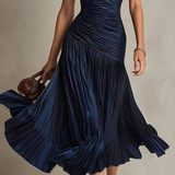 Donna - Striped Shirt Collar Midi Dress