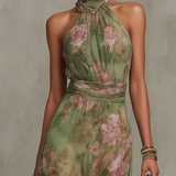 Livia | Elegáns Virágmintás Maxi Halter Ruha