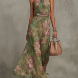 Livia | Elegáns Virágmintás Maxi Halter Ruha