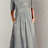 Aubrey - Elegant Striped Summer Midi Dress