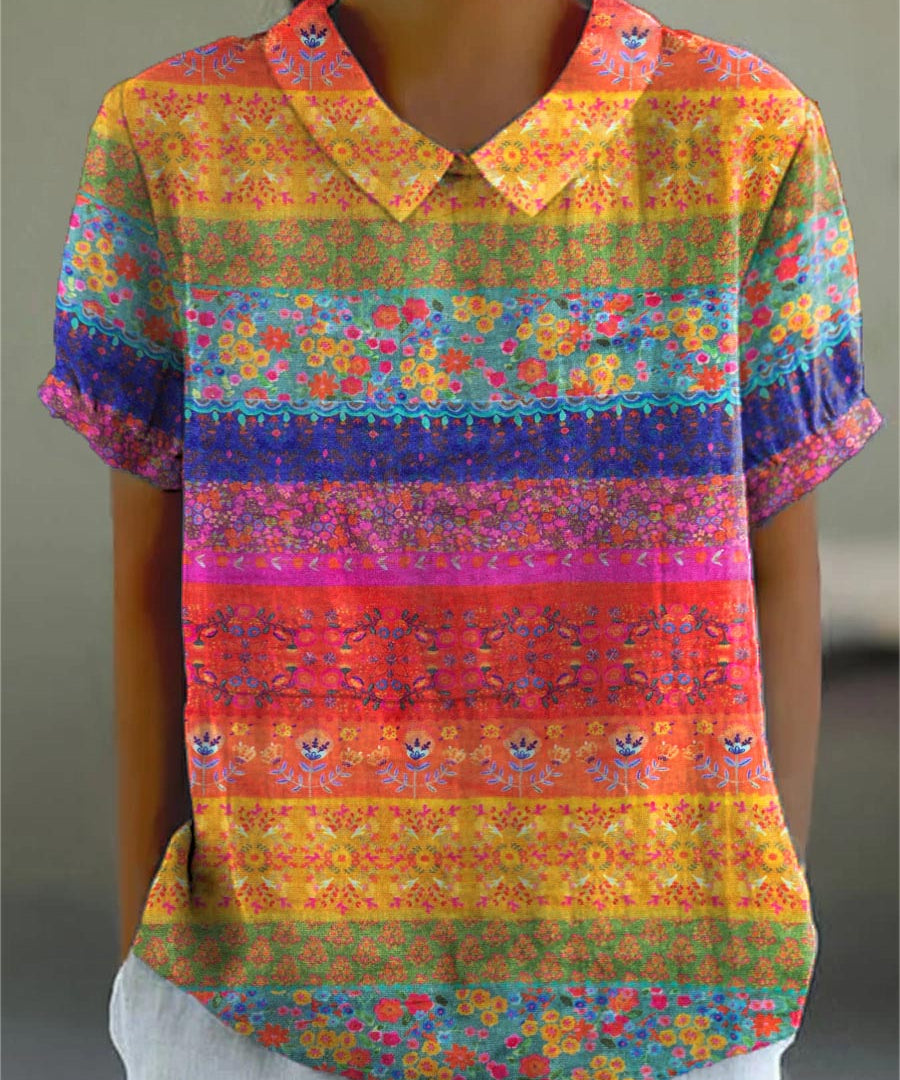 Mila - Floral Striped Blouse