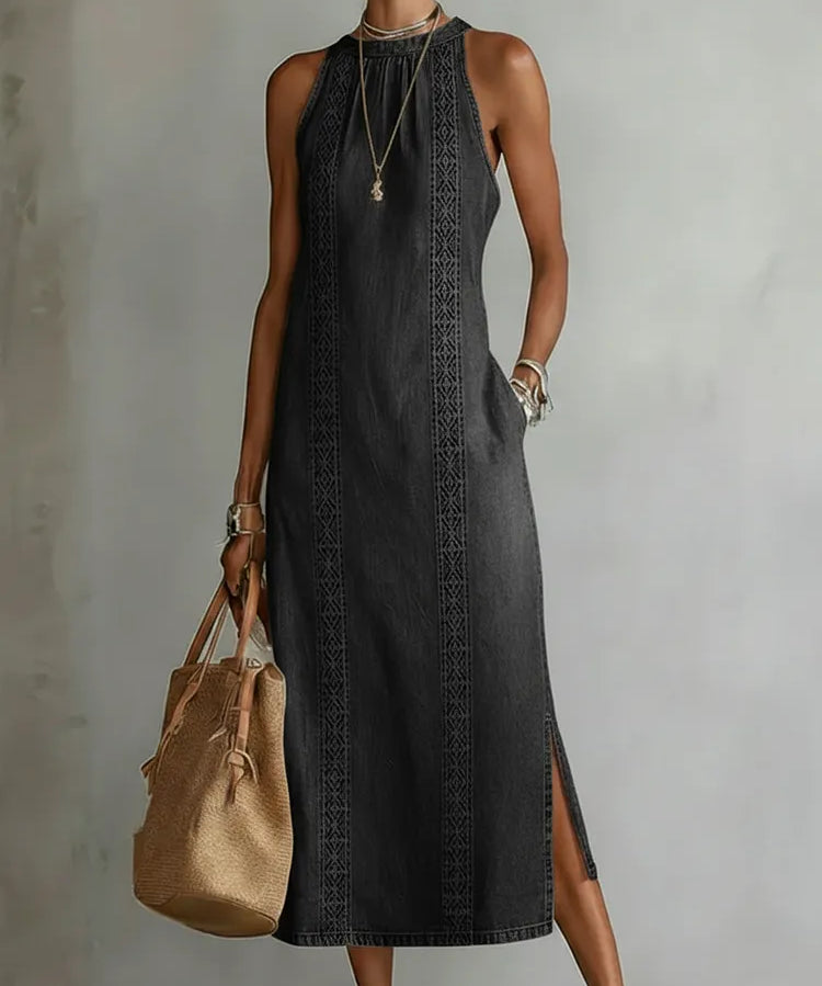 Julia - Retro Lace Denim Dress
