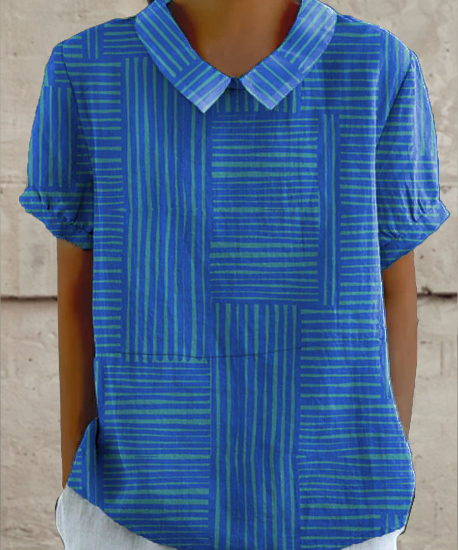 Maya - Striped Geometric Blouse