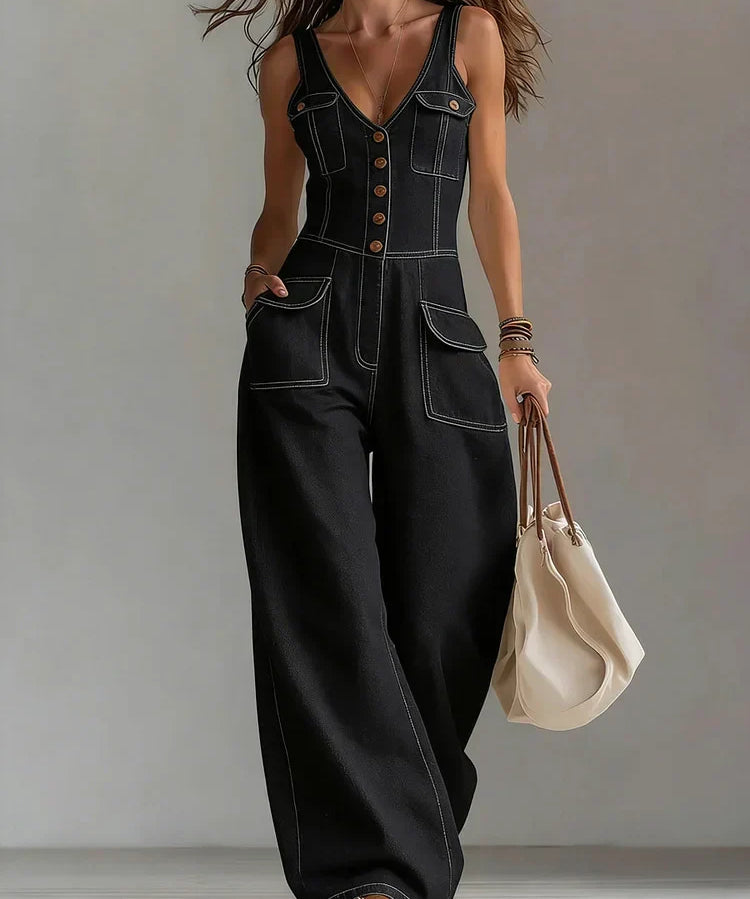 Sophie - Casual Denim Wide Jumpsuit