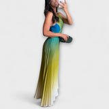 Haven - Stílusos Maxi Ruha Ujj Nélkül Tie-Dye