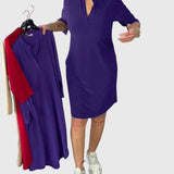 Katherine - Solid V-Neck Dress