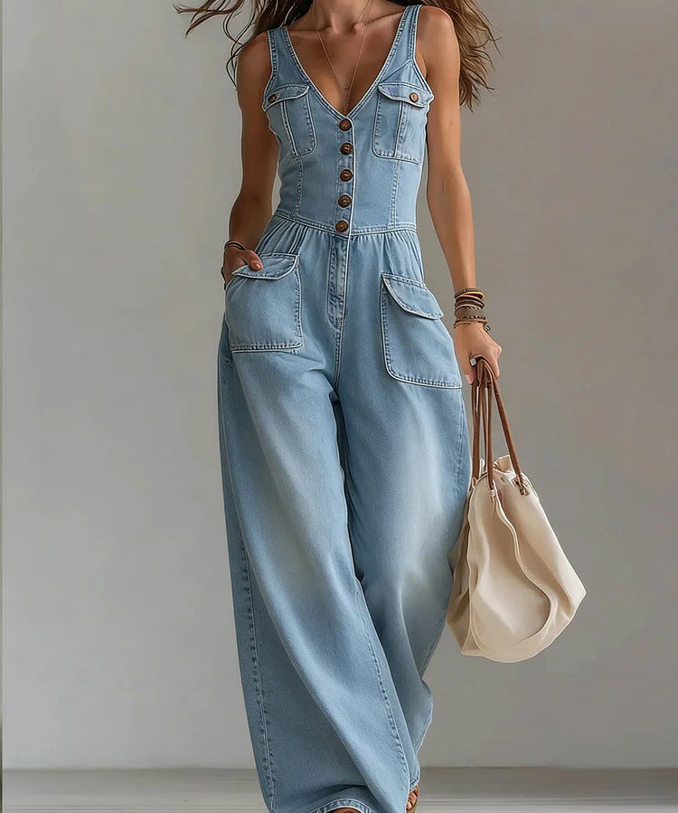 Sophie - Casual Denim Wide Jumpsuit