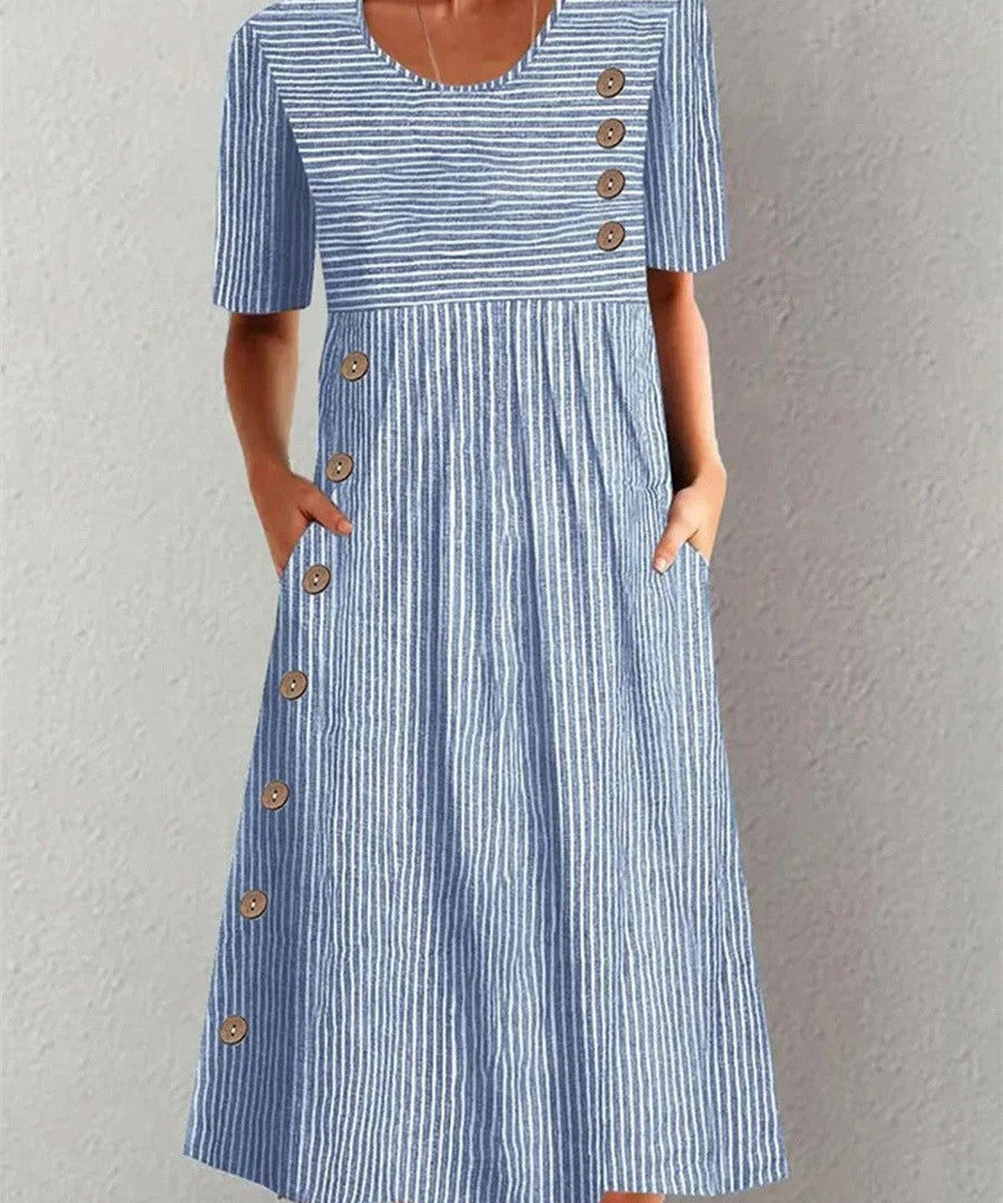Aubrey - Elegant Striped Summer Midi Dress