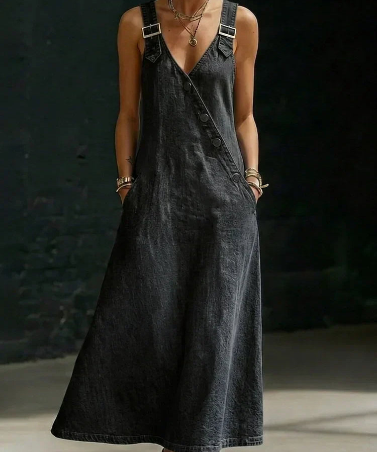 Vera - Long Denim Button Down Dress