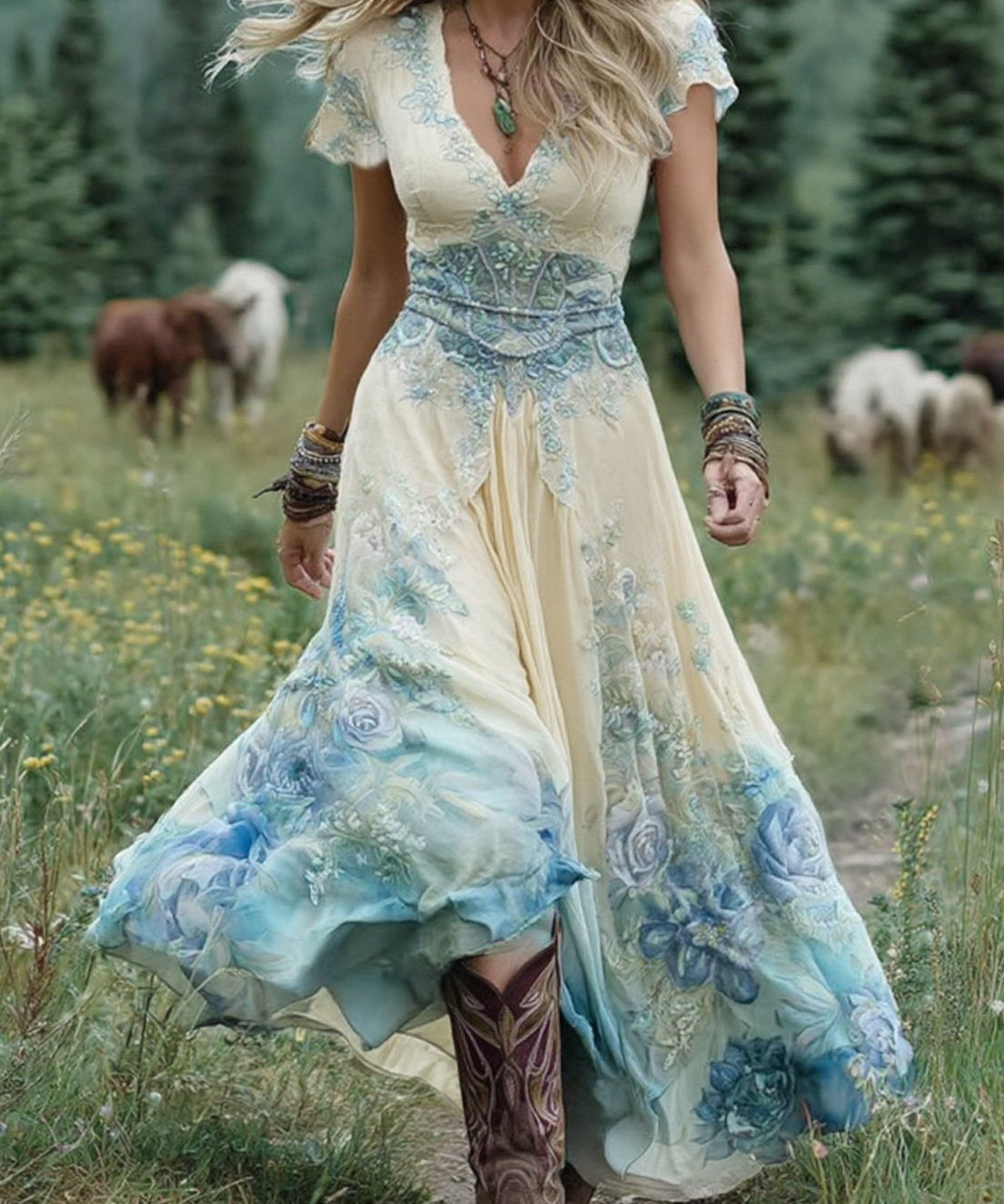 Serena - Short Maxi Floral Dress