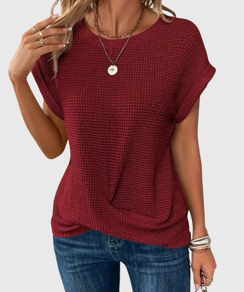 Isa - Elegant Blouse with Crew Neck