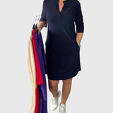 Katherine - Solid V-Neck Dress
