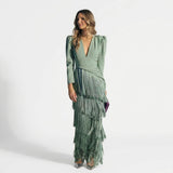 Gabrielle - Long Fringe Dress with V-Neck