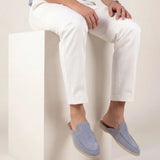 Mocasines de ante azul bebé