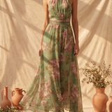 Livia | Elegáns Virágmintás Maxi Halter Ruha