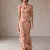 Rosario | Virágmintás Chiffon Hosszú Ruha