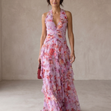 Belladina | Romantica Cascata di Rose Hosszú Ruha Amerikai Dekoltázzsal