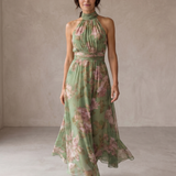 Livia | Elegáns Virágmintás Maxi Halter Ruha