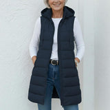 RAIN - Casual Sleeveless Hood Long Puffer Vest