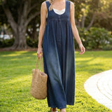 Katalin | Vintage Mosott Puha Pamut Érzetű Farmer Maxi Ruha