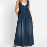 Katalin | Vintage Mosott Puha Pamut Érzetű Farmer Maxi Ruha