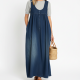 Katalin | Vintage Mosott Puha Pamut Érzetű Farmer Maxi Ruha