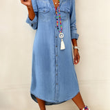 Helen - Casual Elegant Long Denim Shirt Dress