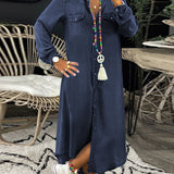 Helen - Casual Elegant Long Denim Shirt Dress