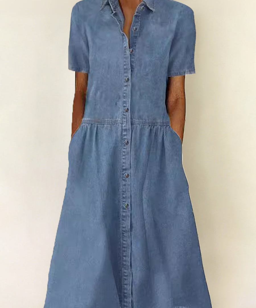 Carol - Short Sleeve Denim Dress