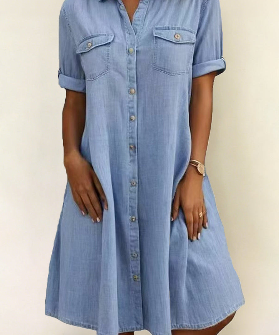 Patricia - Casual Denim Style Midi Dress