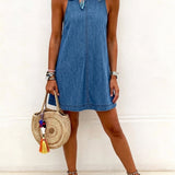 Nancy - Sleeveless Backless Denim Mini Dress