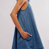 Nancy - Sleeveless Backless Denim Mini Dress